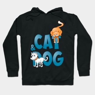 Funny Cat and dog illustration. Hoodie